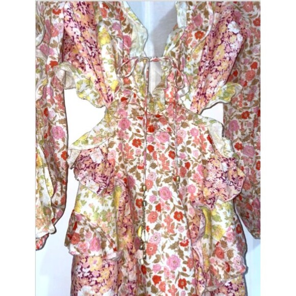Zimmermann Floral Mini Dress - Pink and Yellow - Picture 6 of 13